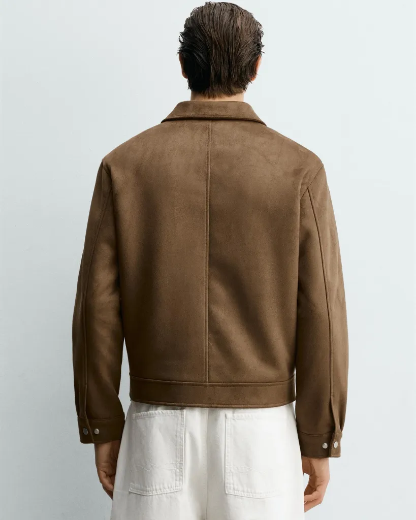 Cropped Fit Faux Suede Jacket