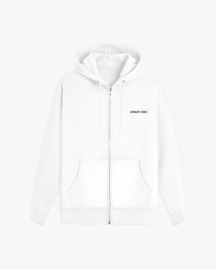 White Zip-Through Hoodie