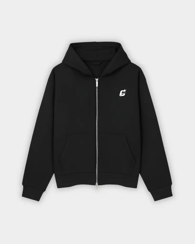 Zip Up Hoodie: Black