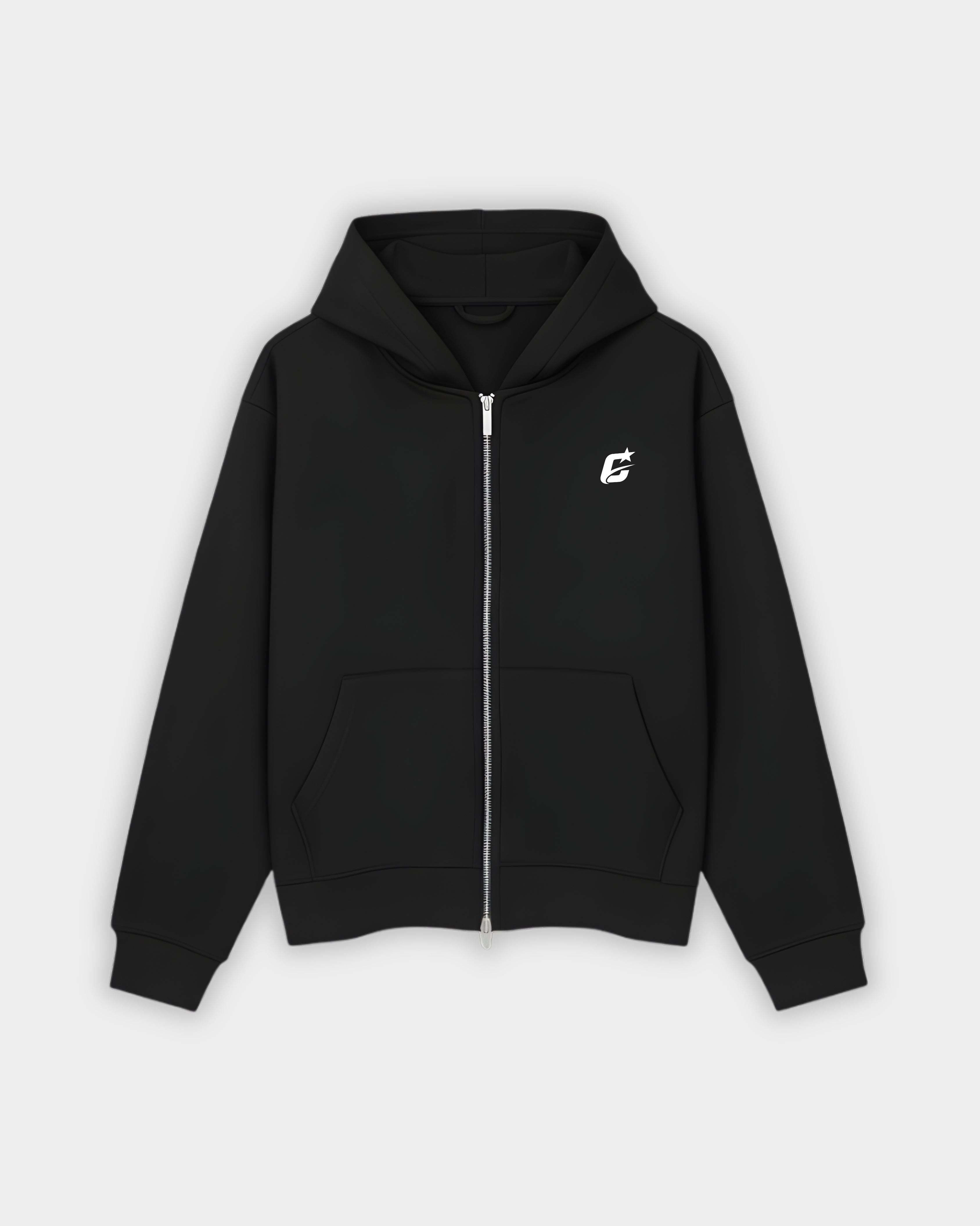 Zip Up Hoodie: Black