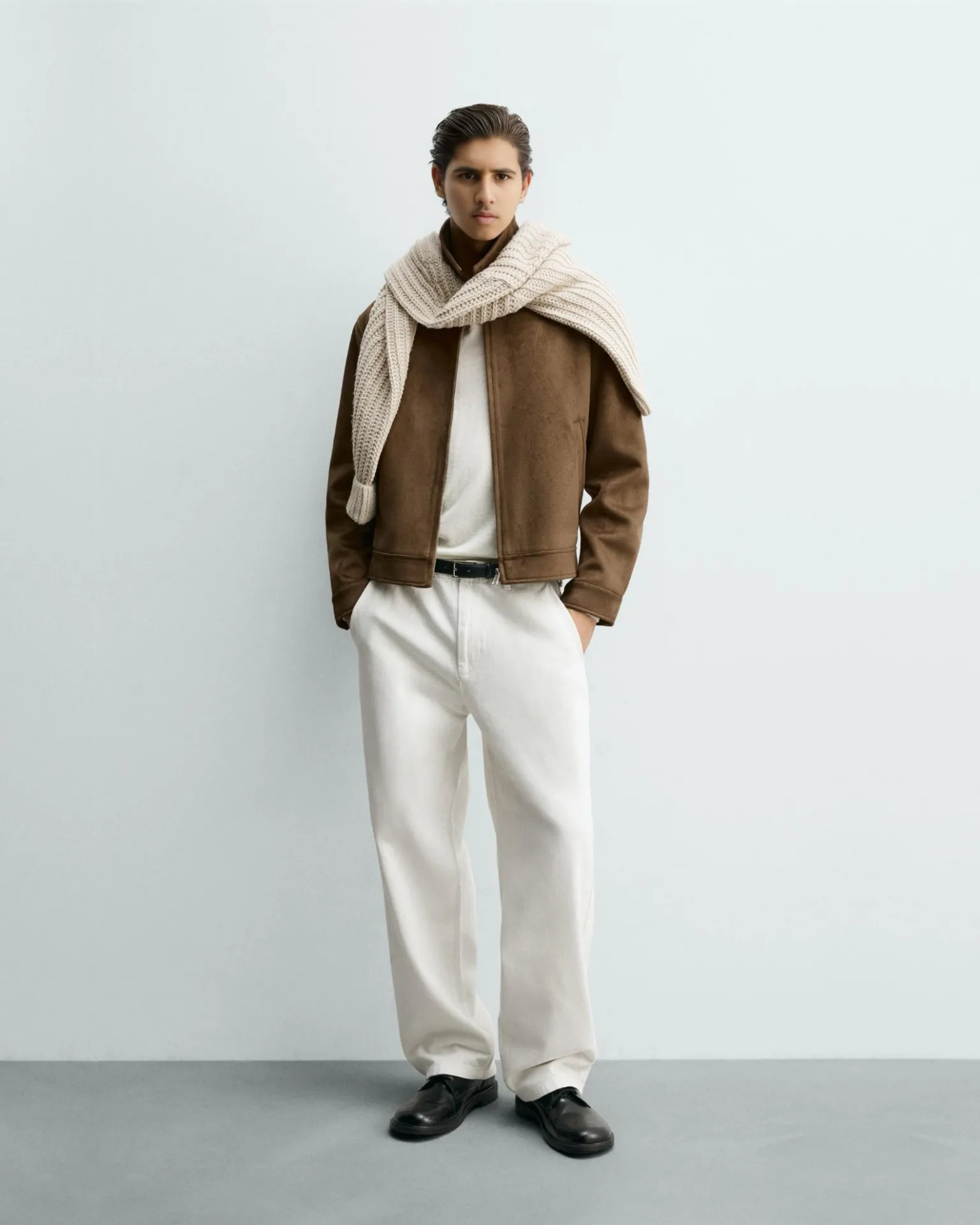 Cropped Fit Faux Suede Jacket