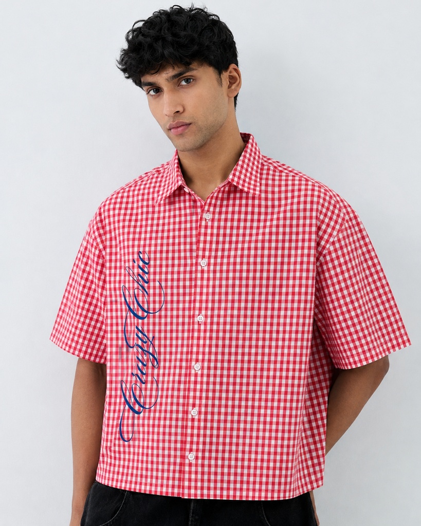 Red Chic Gingham Boxy Shirt