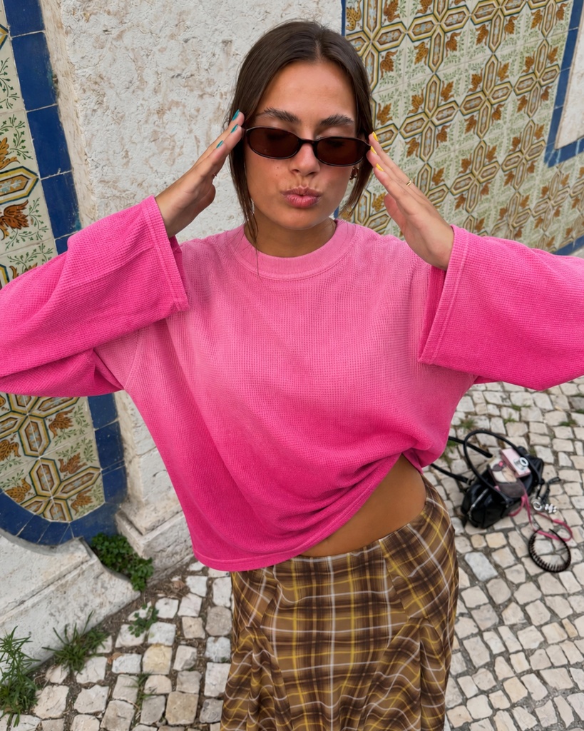Blush Sunfade Waffle Tee