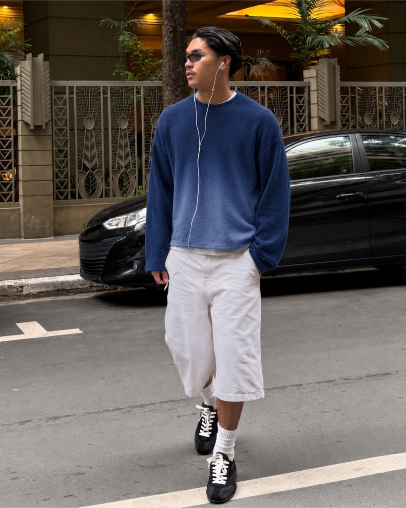 Blue Sunfade Waffle Tee