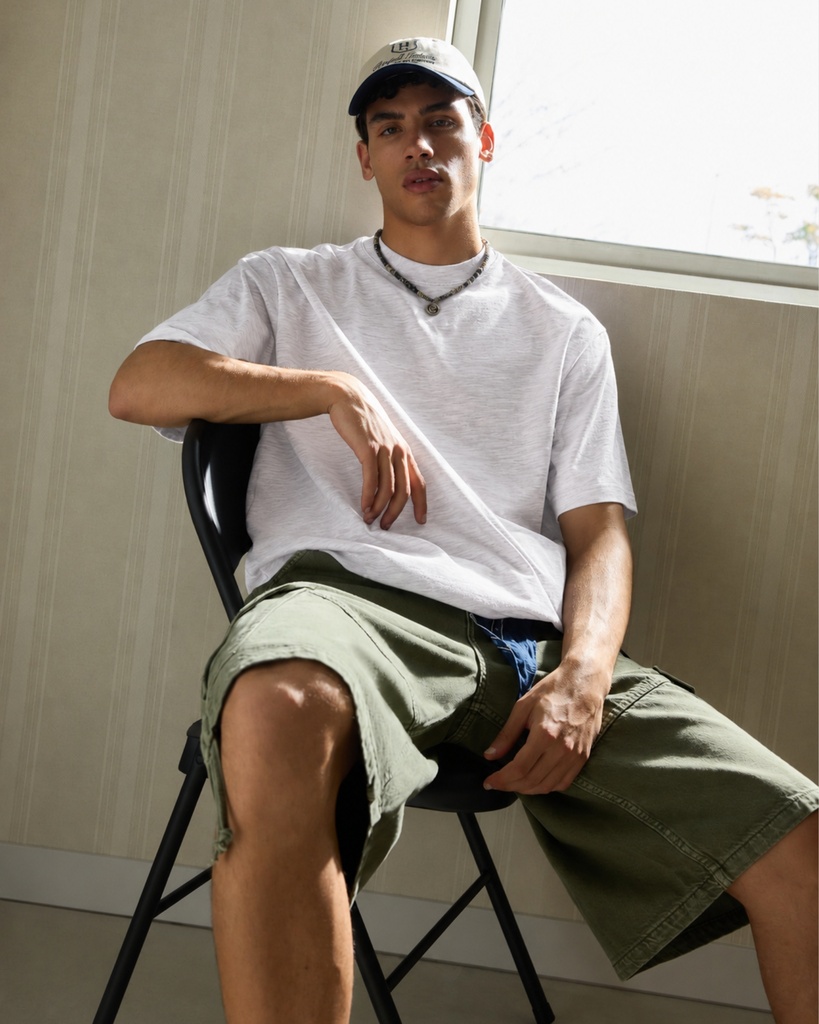 Dusty White Boxy Slub Tee