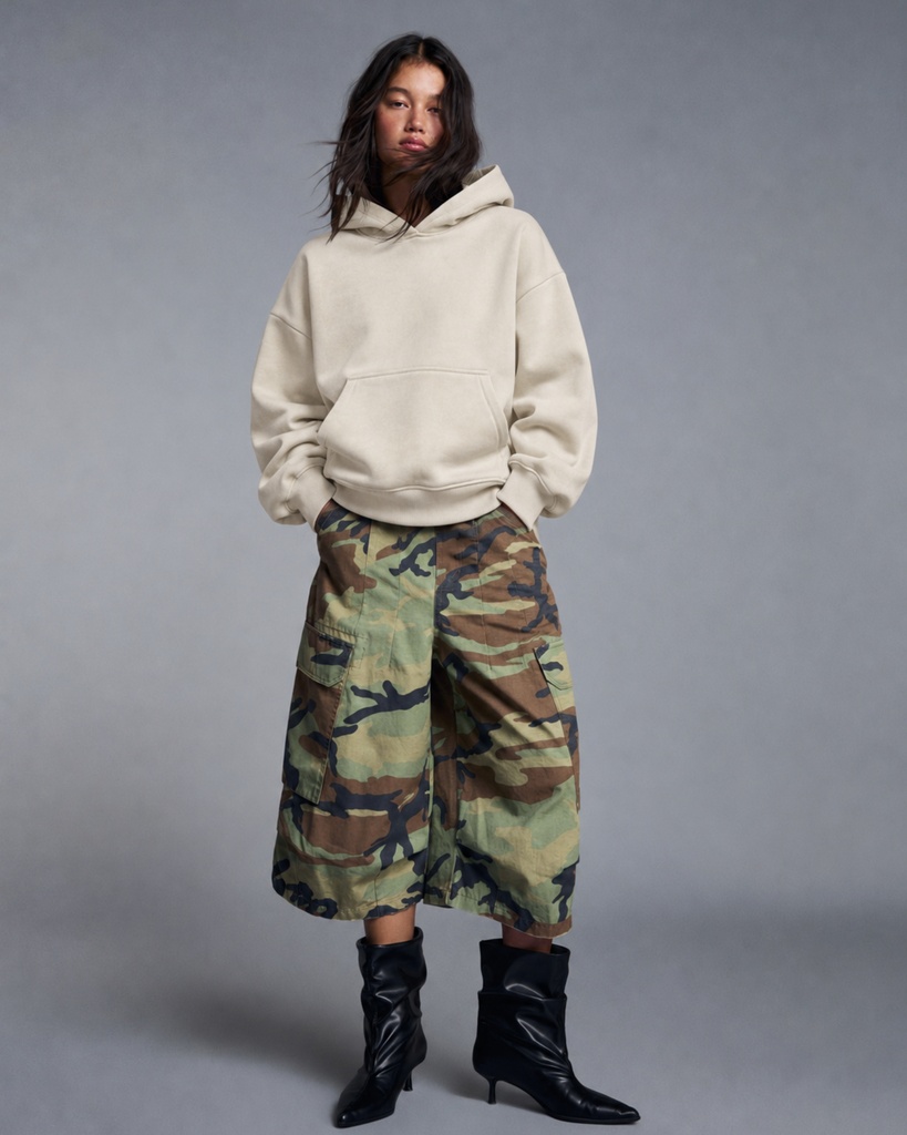 Cream Boxy Hoodie