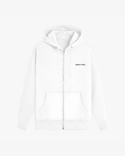 White Zip-Through Hoodie